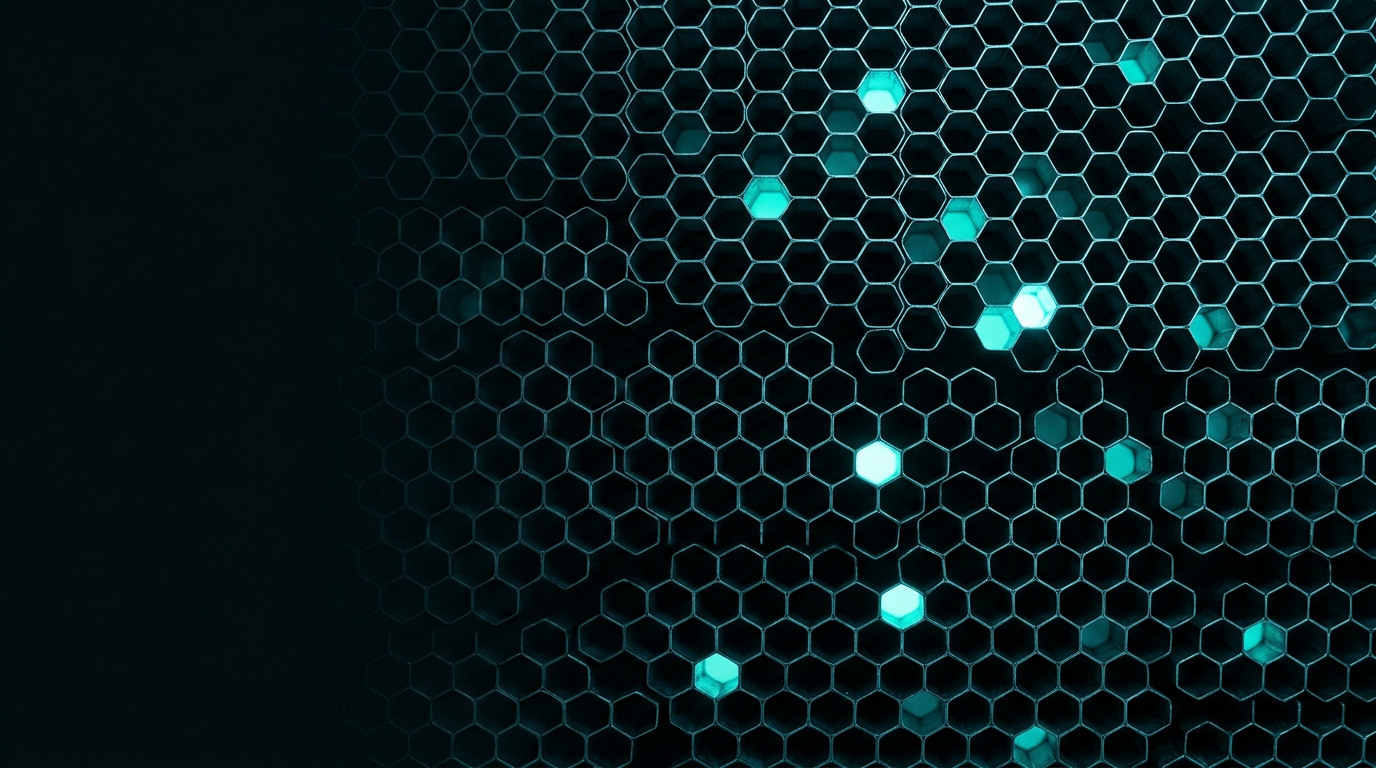 Macro detail of a gamma camera lead collimator — dense honeycomb array of hexagonal channels in raking side light